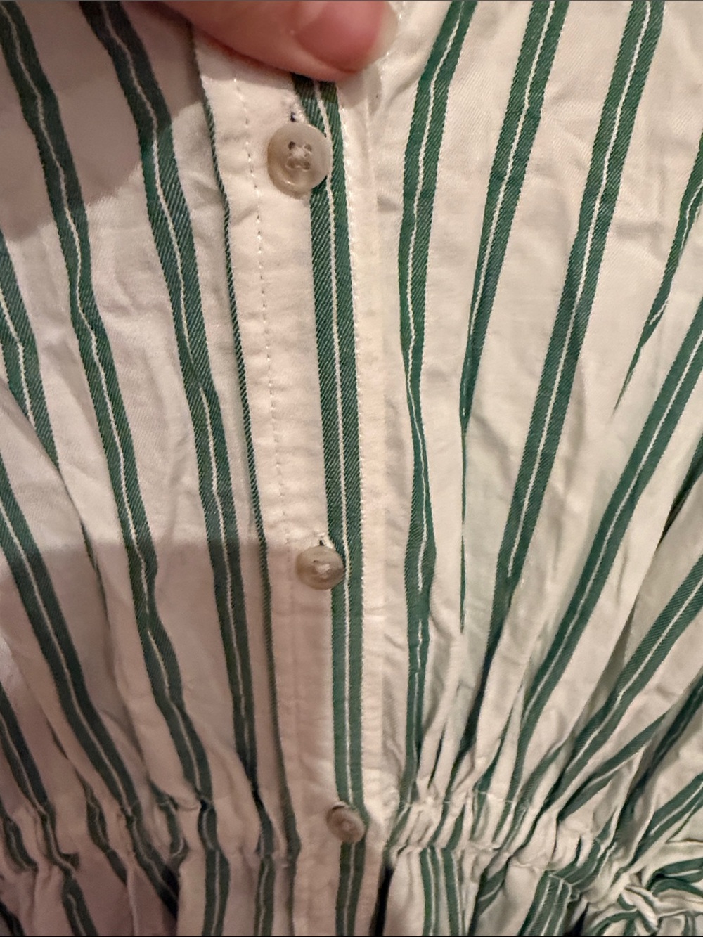 Universal Thread Green and White Striped Long-Sleeve Button-Front Maxi Dress - Picture 4 of 6